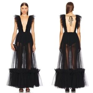 Michael Costello x Revolve Annistyn Gown Black